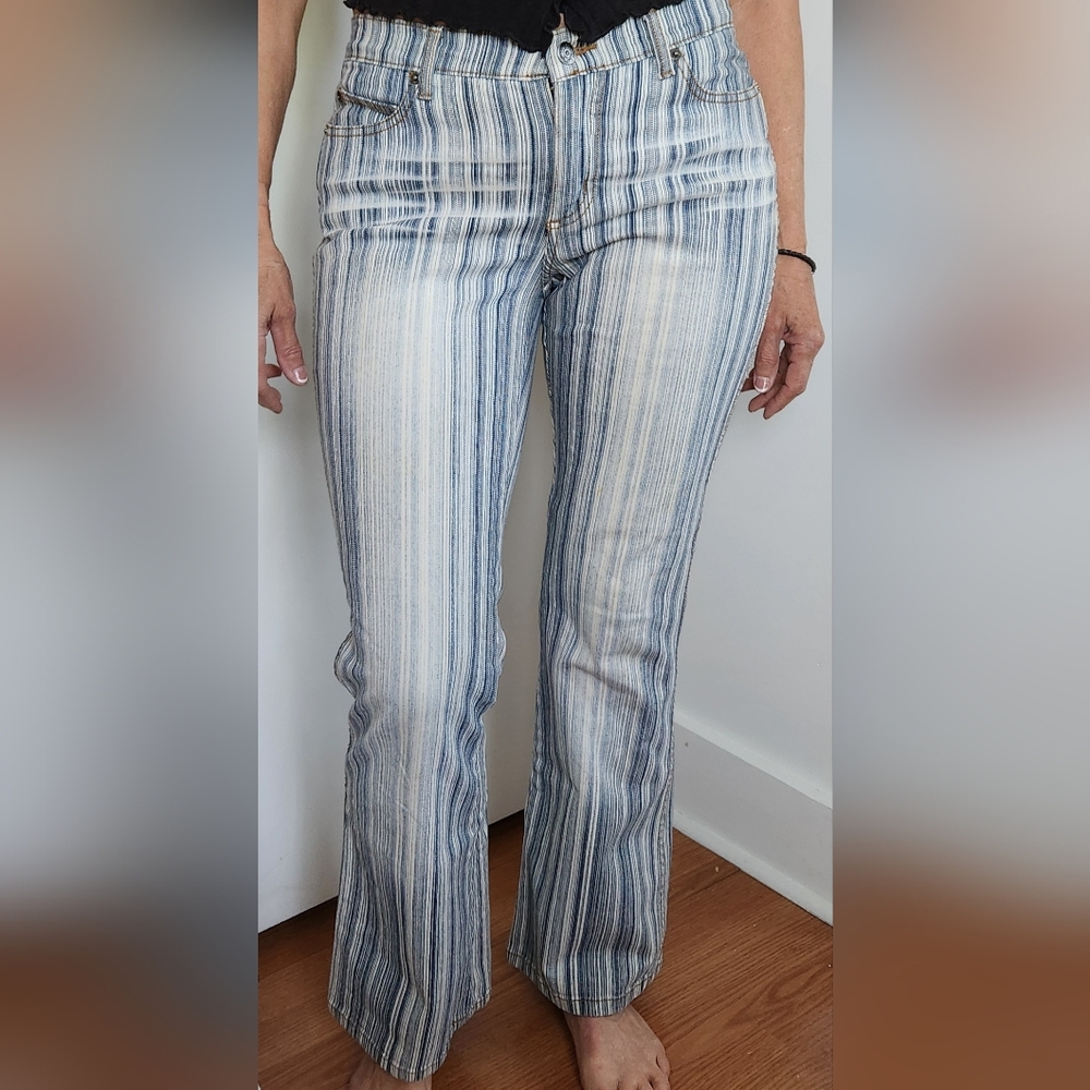 SO, Striped Blue and White Women Jeans, Size 7